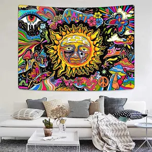 Psychedelic Mushroom Butterfly Tapestry Colorful Hippy Eye Sun Moon Gothic Tarot Mandala Aesthetic Room Decor Backdrops Cloth