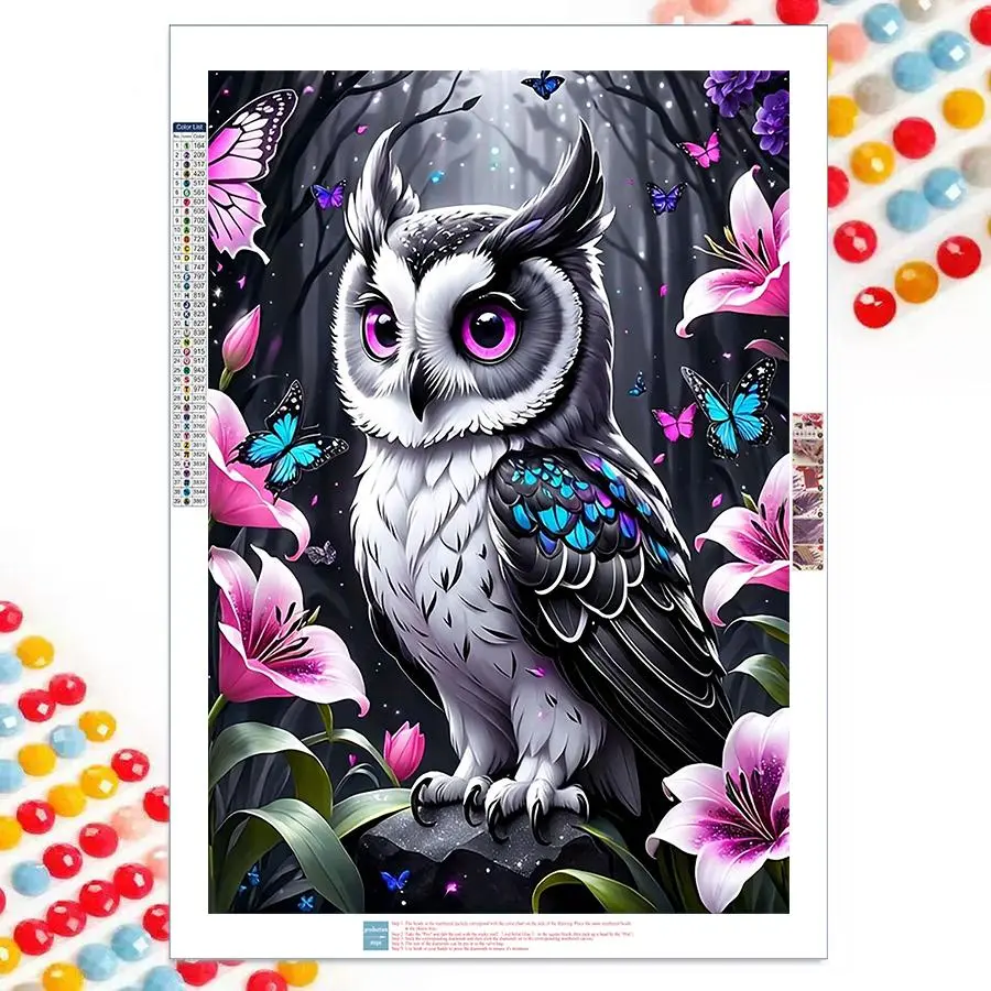 Owl Pattern DIY Diamond Arts Colorful Painting Kit without Frame, DIY 5D Diamond Arts Colorful Painting Kit, Wall Art Decor for Home Living Room Bedroom