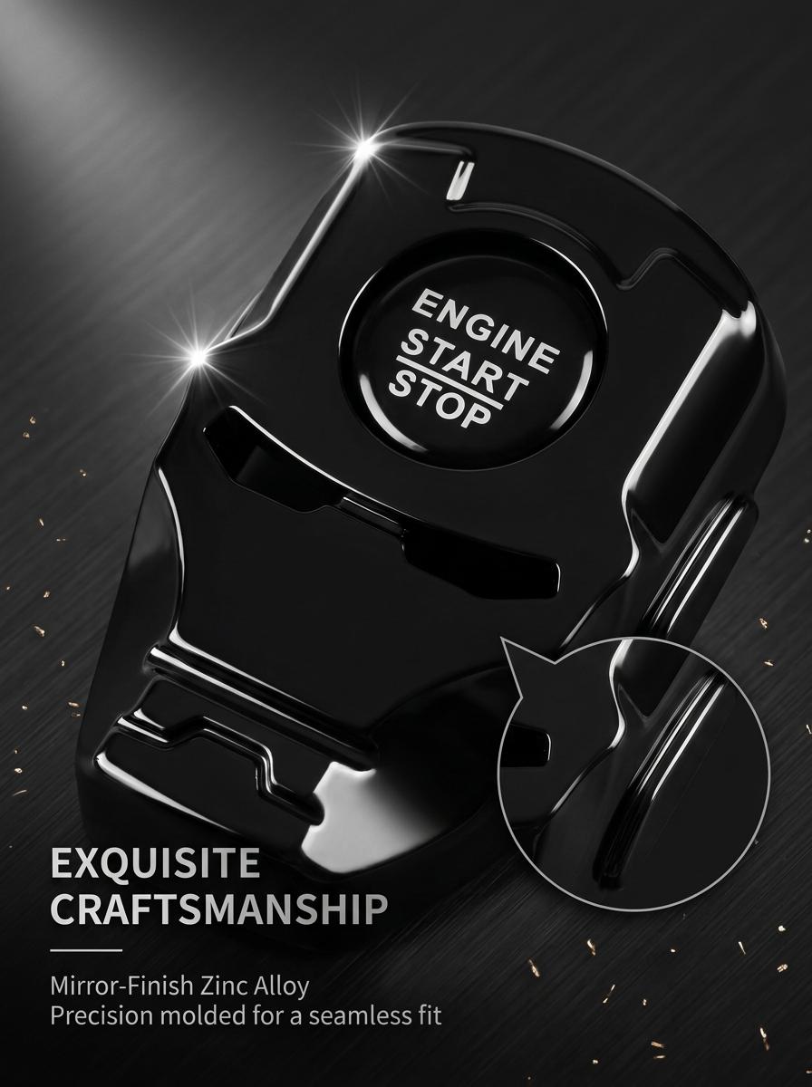 Superhero Armor Push to Start Button Cover - Metal Engine Ignition Trim, Anti-Scratch Car Interior Accessory Gadget