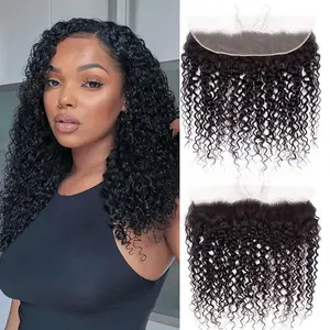 13x4 Lace Frontal Kinky Curly Human Hair 180% Density Unprocessed Deep Curly Virgin Hair 13x4 Ear to Ear Lace Closure Frontal Natural Color