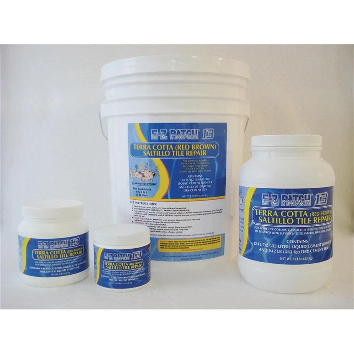 E-Z Patch Cement Tile Repair Kit - 43 lbs, Includes Liquid Cement Bonder & Pozzolans, For Terra Cotta Saltillo Tile Repair, Repair Saltillo Tile
