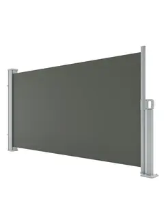 GarveeLife 71"x138" Retractable Side Awning, Double Side Awning with 280g/m² Polyester Fabric, Rainproof and UV-Proof Folding Privacy Screen Privacy Fence, for Deck, Patio, Pools, Grey