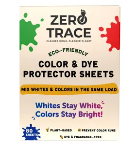 Zero Trace Eco-Friendly Color Catcher Laundry Sheets - 80 Count - Prevents Dye Transfer & Keeps Clothes Original Color - Fragrance-Free Plant-Based - Ideal for Mixed Washes Household