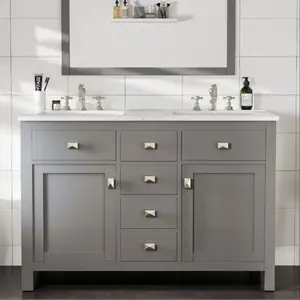 Artemis 48 in. Gray Double Sink  Bath Vanity with Engineered Top and Undermount Porcelain Sinks