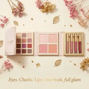 20-in-1 Makeup Palette (12 Eyeshadows, 4 Blushes/Highlighters, 4 Matte Lipsticks) - Pigmented, Water Proof, Blendable, Travel-Friendly Aesthetic Gift for Her, Ultimate Full Face Glow-Up Solution, Blend book Flawless