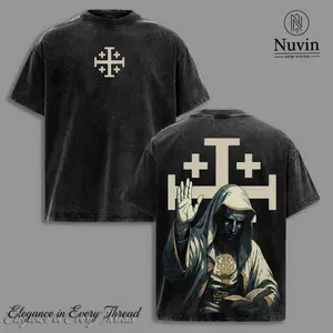 Baldwin IV Jerusalem Cross Vintage Washed T-Shirt, Sweatshirt, Hoodie Unisex Oversized Heavyweight Cotton Tee, Medieval Crusader King Faith Symbol Graphic Shirt, Dark Gothic Streetwear Aesthetic, Premium Acid Wash Gift