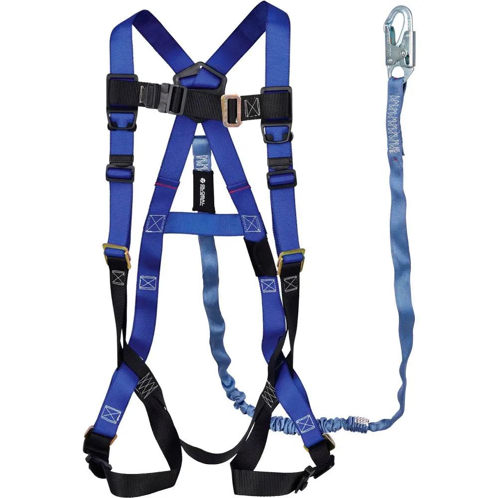 Global Industrial 761317 Contractor 1D Harness, 6 ft. Lanyard Combo for Climbing & Outdoor Recreation (Includes Harnesses), Harness Harnesses