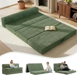 Winzoo Folding Sofa Bed, Convertible Sleeper Chair with Pilow Foldable Matress, 2 in 1 Pull Out Loveseat Sofa Portable Fold Out Chair Bed Floor Couch Lounge for Living Room Bedroom