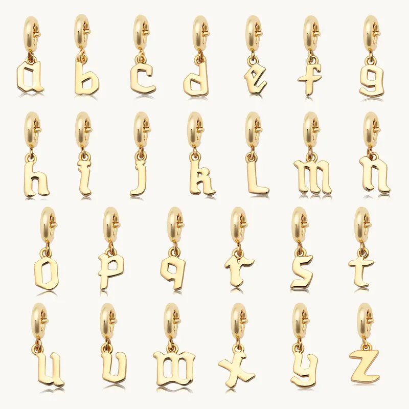 Little Words Project 14K Gold-Plated Customizable Gothic Letter Initial Charm Pendant - Fashion Accessory for Costume Jewelry Necklaces, C
