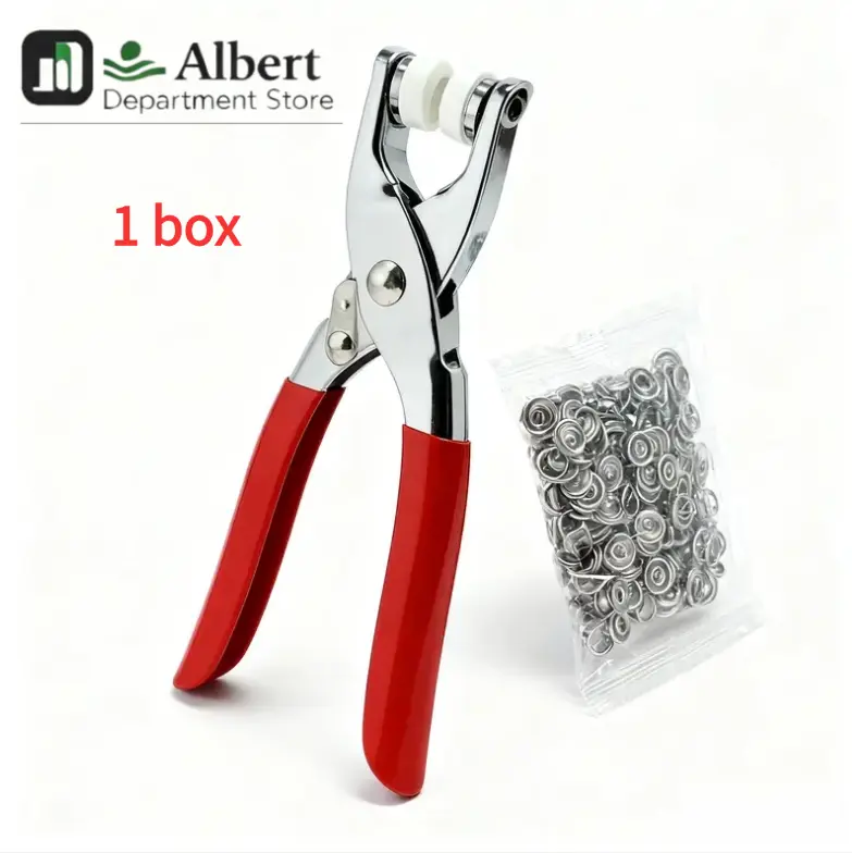 1 Box Metal Snap Button Kit with Manual Press Pliers DIY Snap Fastener Tool Set for Clothing Hats Fabric Sewing Crafts