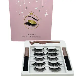 5 Pairs Beginner-Friendly Magnetic Eyelashes Eyelash Set with Eyeliner & Tweezer