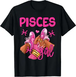 100%cotton Pisces Girl Birthday Queen Women Sneakers Zodiac Sign T-Shirt Top Vintage Womenswear Everyday