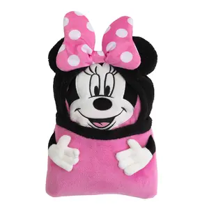Disney Let's Party Pink, Black and White Minnie Mouse Character Shaped Toddler Blanket