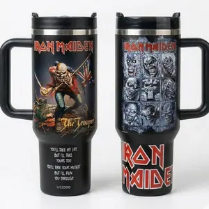 Iron Maiden 2026 Band Cup 40 oz Tumbler With Handle, Iron Maiden 2026 Tour, Rock Band Merch