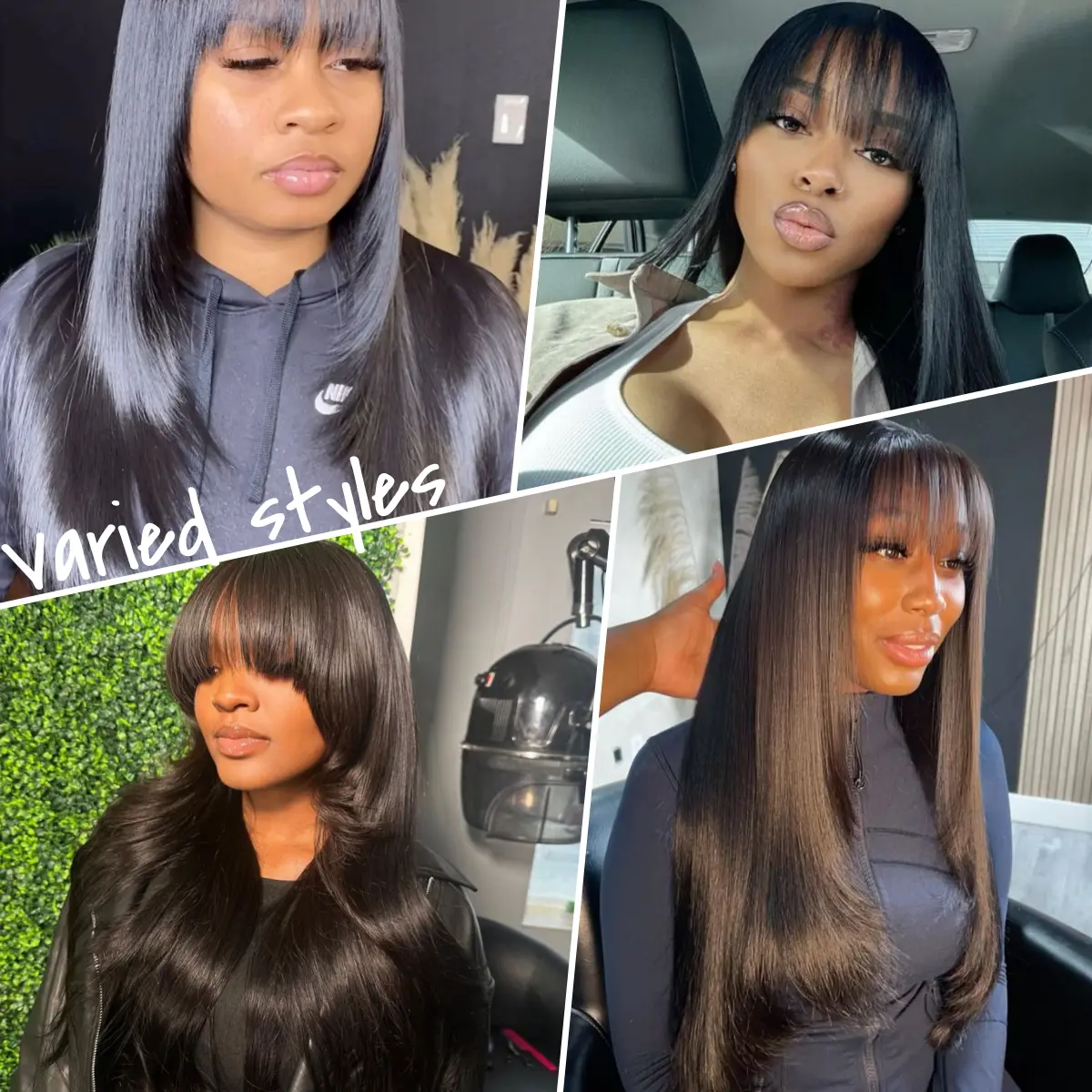 AliPearl Wigs Straight Layered Cut Wig With Fringe Bangs 