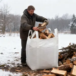 Firewood Carrier Bag with Handles, Vintage Wood Storage Pouch for Fireplace, Camping & Bonfires, Durable Fabric, Multi-Functional Design