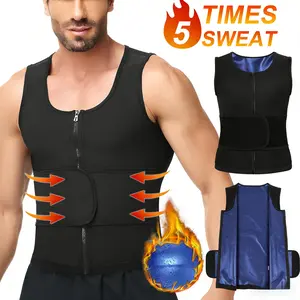 Sauna Shirt For Men, Sauna Suit Sweat Wasit Trainer Vest, Heat Trapping Zipper Sweat Enhancing Trimmer Compression Shapewear Tank Top Gym Exercise Workout