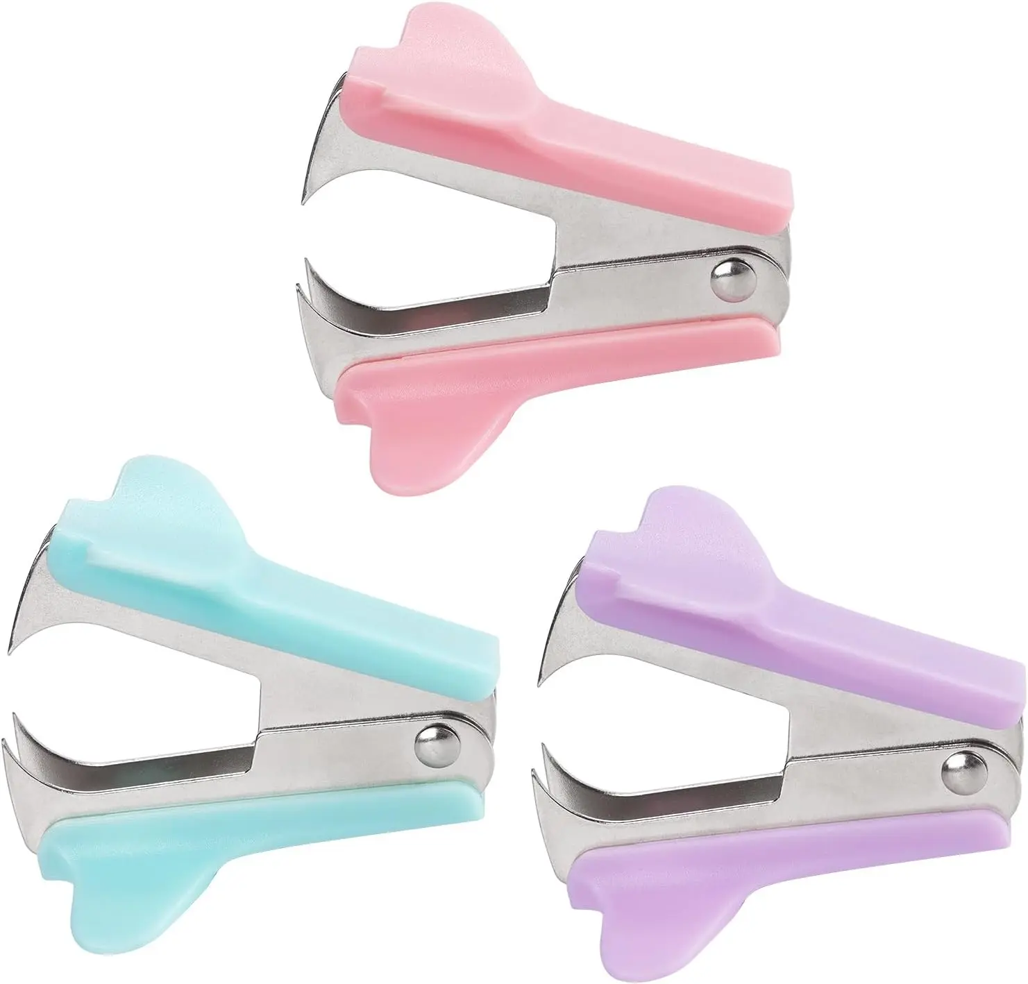 3 Pack Staple Remover Staple Puller Removal Tool for Home, School, Office (Pink, Blue, Purple)