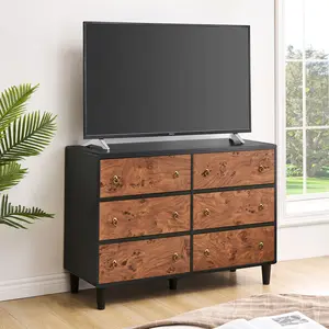 54 Inch Wide 7 Drawer Dresser, Natural Oak Wood Chest of Drawers with Metal Handles – Doubles as Heavy-Duty TV Stand for Living Room, Perfect Bedroom and Closet Storage Organizer