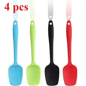 4pcs 8.27in X 1.77in Silicone Spatula Set, Food Grade Non Stick Hanging Heat Resistant Spatulas Rubber Spoon, Spatula Set for Cooking and Baking Mixing Baking Tools,Textiles & Soft Furnishings