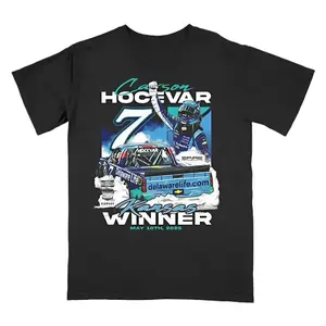 Youth & Adult Carson Hocevar Kansas Truck WIN Classic Graphic, Racing Fans Cotton Crewneck T-Shirt Soft Comfortable Fit, USA-Made & Printed Apparel	