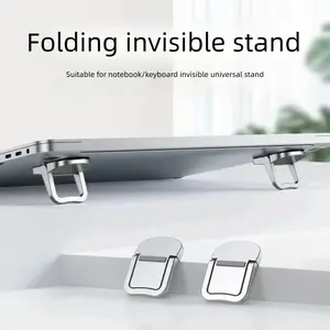 Zinc Alloy Laptop Stand, Ultra-Thin Hidden Metal Frame, Height-Increasing Adhesive, Foldable