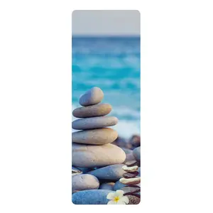 Nature Edition: Zen Pebbles Harmony Yoga Mat by the Ocean, Rubber Yoga Mat, Zen Yoga Mat, Custom Yoga Mat, Nature Inspired Yoga Mat,