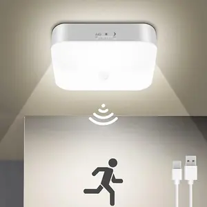 Rechargeable Motion Sensor Closet Light | Battery Operated Ceiling Light | 500LM Wireless Motion Activated New Light for Shower, Stairs, Hallway, Pantry, 5000K
