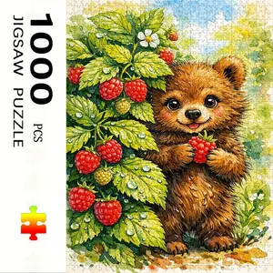 1000 Piece Bear Puzzle, Large Adult Family Interactive Toy, DIY Home Decor, Holiday Scene, Mixed Colors, Perfect Gift, Durable Puzzle
