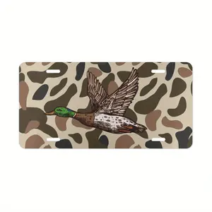 Old School Camo "Duck" Vanity Plate, Aluminum Front License Plate - 6x12 - Inch Polished Metal Standard Plate, Easy To Install, For Decor Only, Made In USA