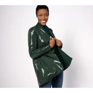 Dennis Basso Printed Sequin Fully Lined Cardigan