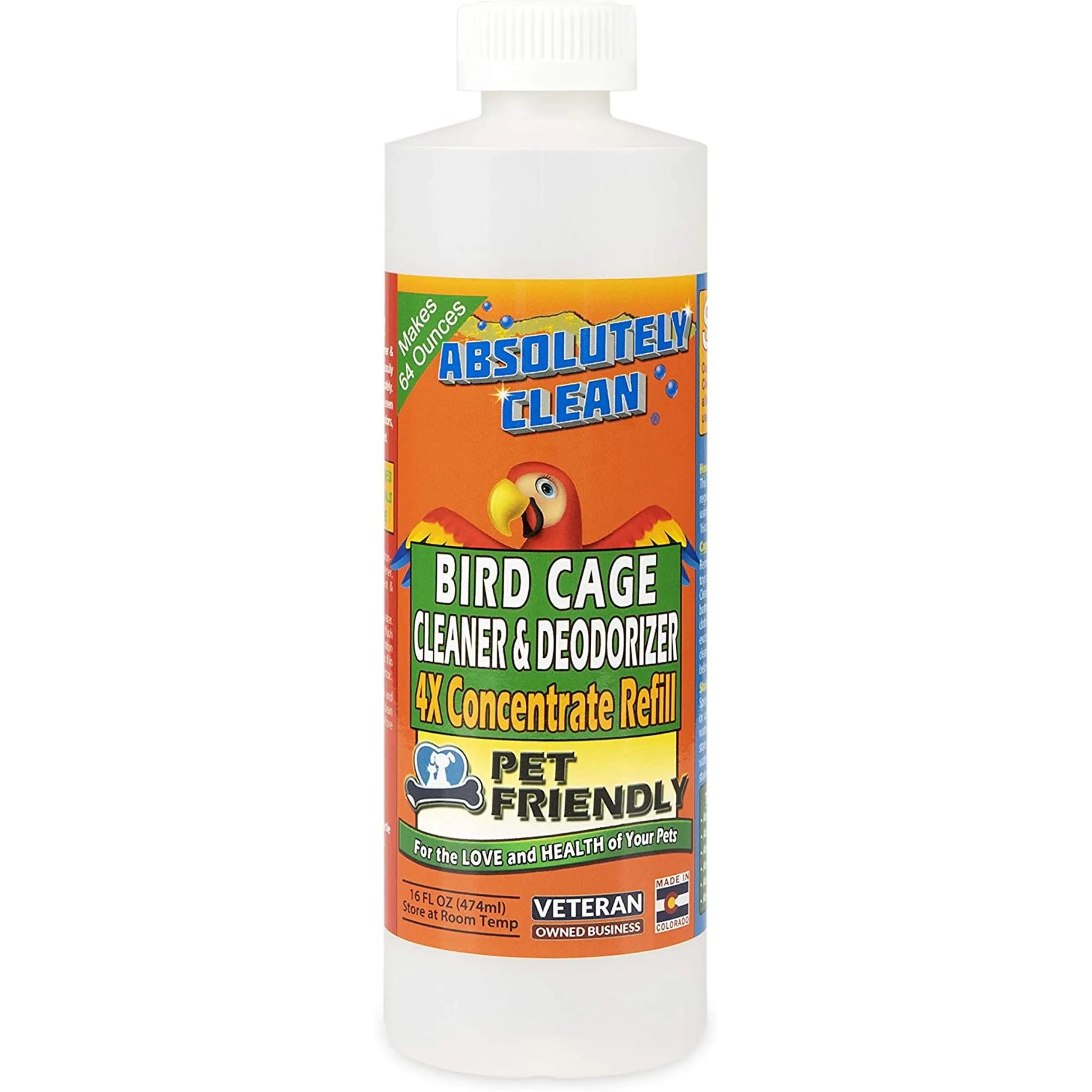 Absolutely Clean Bird Cage Cleaner 🐦✨ Enzyme Poop Remover & Odor Eliminator 16oz