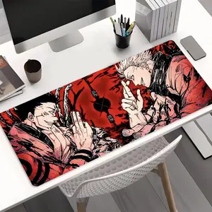 Japanese Anime Ninja Battle Pattern Large Gaming Mouse Pad, Gaming Desk Accessory, Desktop Protection Pad,Washable Rubber Pad Non-Slip Lock Edge Multi-Size Mouse Pad Suitable For Home Office School,Good Gift for Anime Enthusiast