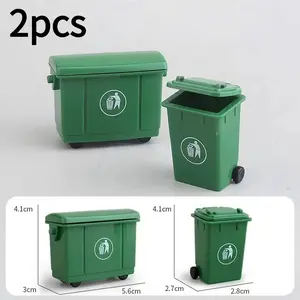 2-Pack Office Desk Mini Rolling Trash Can Organizer Basket with Paperclip Holder, Compact Storage Solution for Home & Office Use, Desktop Trash Can