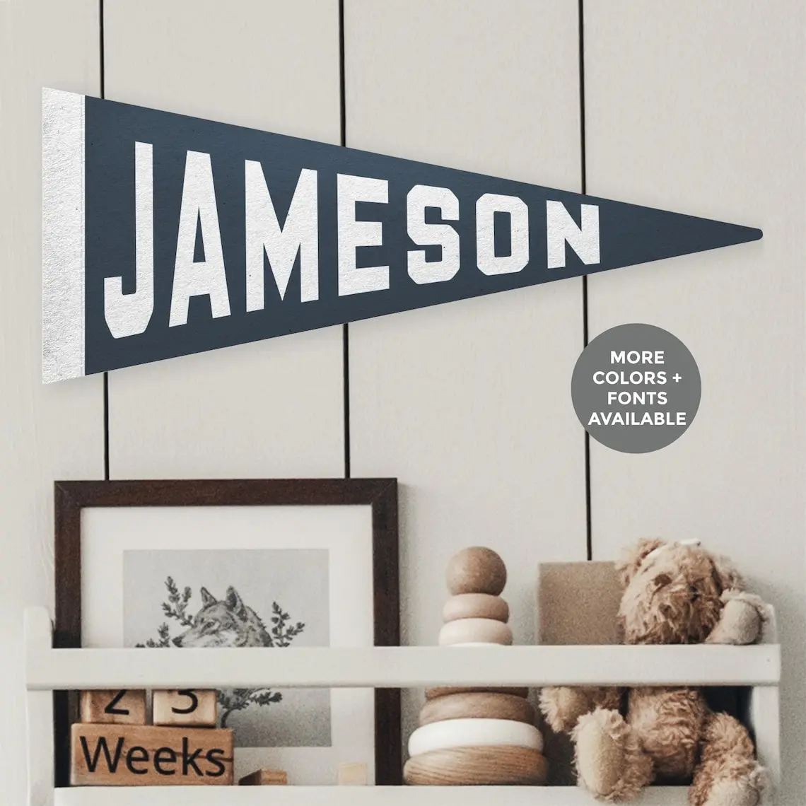 Personalized felt name pennant flag, Custom girl boy room decor, Nursery name sign, Banner