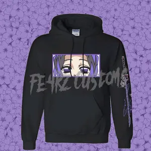 Shinobu Kocho Anime Unisex Puulover Hoodie - Custom Sword Sleeve Design | Available in Black , Purple, & Pink | Casual Everyday Wear