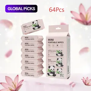 64pcs Mini Portable Wet Wipes, Portable Packaging, Alcohol-Free Disposable Multi-Use Wet Towels, Unisex, Ideal for Showroom, Hotel, Kitchen and Travel, Facial Cleansing Wipes for People and Pets #GLOBAL PICKS