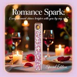Romance Spark Special Edition Sparkling Rhinestone USB Cute Crystal-Studded Charging Ladies' Lighter Silent Windproof Creative