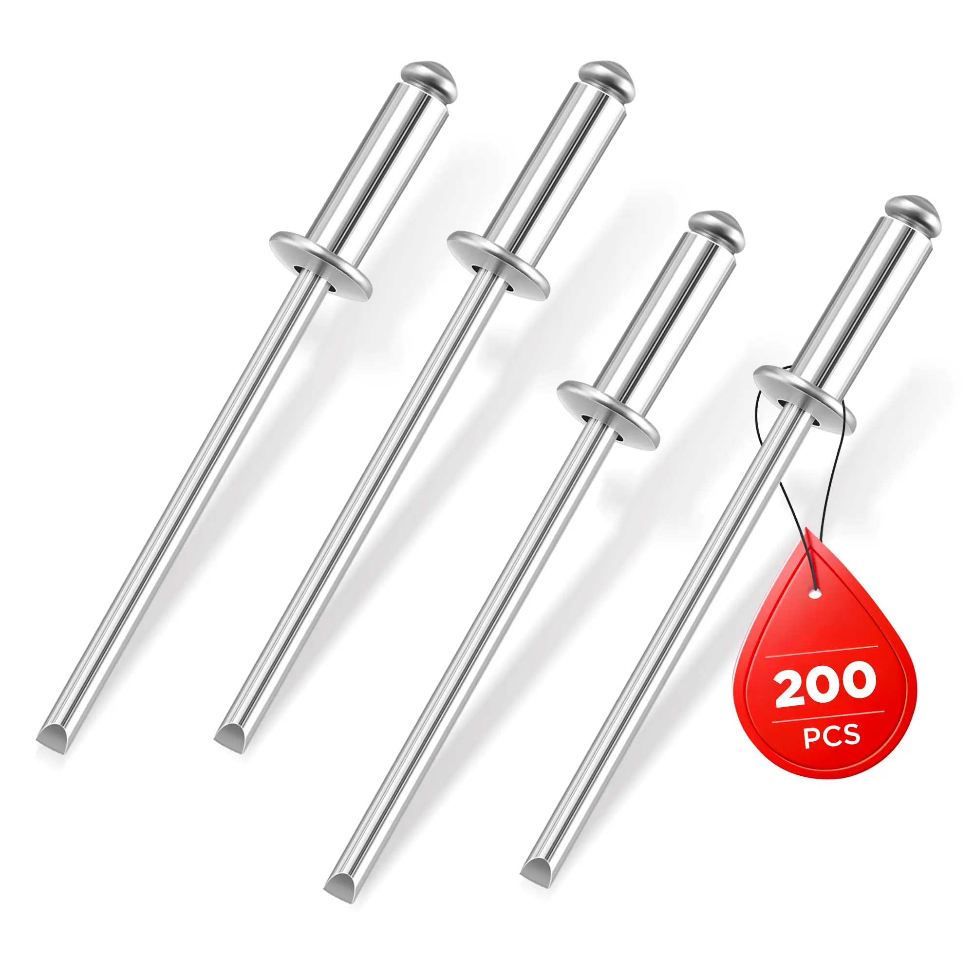 WORKPRO 200Pcs Aluminum Blind Rivets, Pop Rivets Assortment | Aluminum Grip and Steel Mandrel, for Metal, Marine Boat, Automotive, Railway, and Duct Work- Pack of 200, Silver