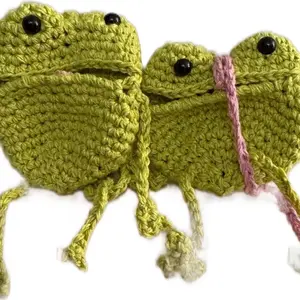 Handmade Crochet Frog Keychain  Cute Mini Frog Charm / Bag Accessory