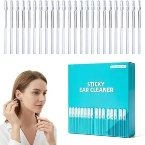 Earwax Removal Adhesive Swabs, Sticky Ear Cleaners Tools, 2026 Upgraded Sticky Ear Cleaning Stick, Gentle, Visible Ear Care, Reusable Soft, Portable Ear Pick for Kids and Adults with Dust Cover Packaging, Earwax Remover Stick