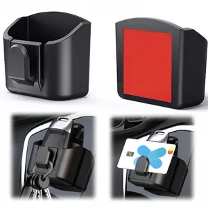 Car Dashboard, Key, and Center Console Organizer Set — Compact, Self-Adhesive Key Holder and Hook — Universal Fit — Dual-Purpose Storage and Cleaning Tool — Car Interior Accessory