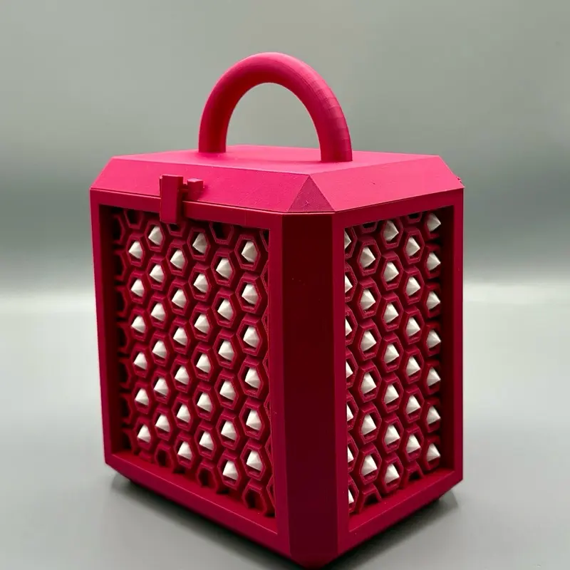 Plum 3D Printed Handbag HexCore – Sculptural Geometric Box Purse (5x4x7 in)