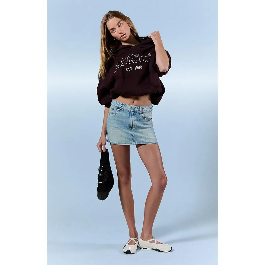 Pacsun Women's Bella Stretch Light Indigo Mid Rise Jean Mini Skirt - Multicolor