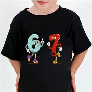 Funny 67 Brainrot Print T-Shirt for Boys Girls Six Seven Kids Y2k Tees Tops Unisex Childrens Meme Crew Neck Short Sleeve T Shirt Comfortable everyday tops, suitable for toddlers, teenagers, and children.