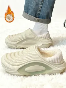 Couple's Winter Waterproof Cotton Slippers - Fleece-Lined, Heel-Covered for Warmth, Lightweight & Comfortable for Outdoor Walking & Daily Wear, Casual Soft Slippers