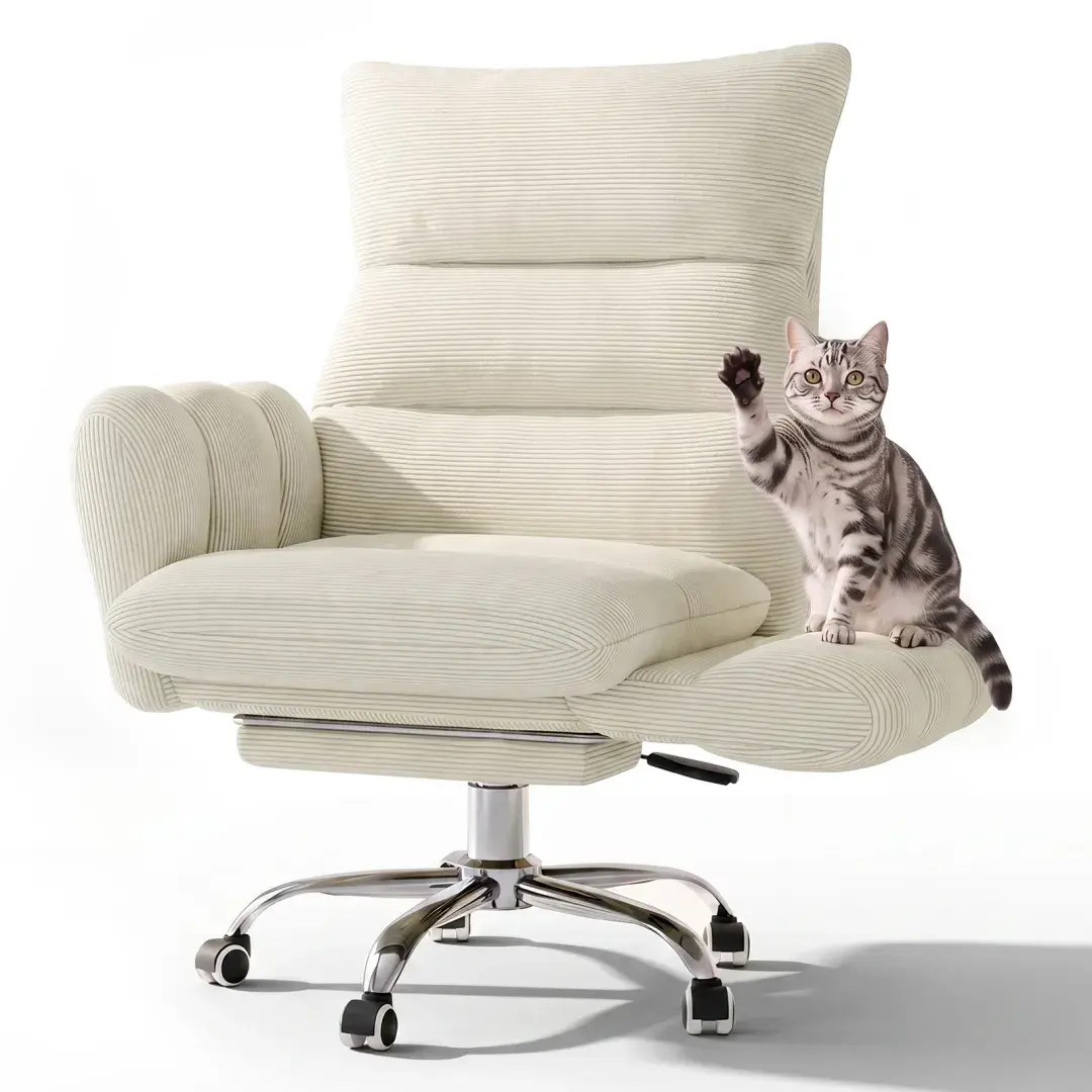 Homrelexa Cross Legged Office Chair with Soft Adjustable Armrests, Criss Cross Chair with Comfy Seat & Back, Reclining Computer Gaming Chair with Footrest, backtoschool
