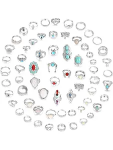 Versatile 66 Pcs Silvery Stylish Knuckle Rings Set Fashionable Stackable Midi Finger Rings for Women Men Size 5.5-9 Vintage Boho Joint Rings