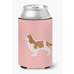 CAROLINE'S TREASURES 212 MAIN Cavalier King Charles Spaniel Checkerboard Pink Can-Bottle Hugger - Unique Home Beverage Holder, Kitchenware Drinkware Accessory