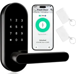 Keyless Entry Keypad  Door Lock with Handle & Knob - Digital Deadbolt for Front, Bedroom, Office & Interior Doors, App Control for Airbnb, Guests & , Easy DIY Install (No Fingerprint)